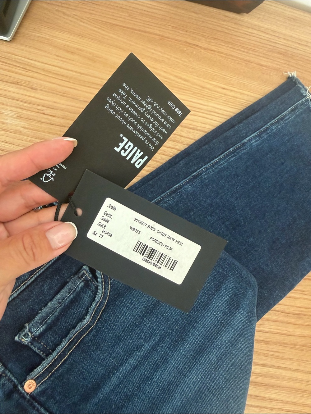 Paige- Cindy- Women's Dark Blue Raw Hem Jeans